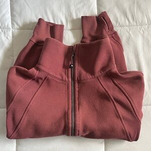 Red Scuba Oversized Funnel Neck Half-Zip